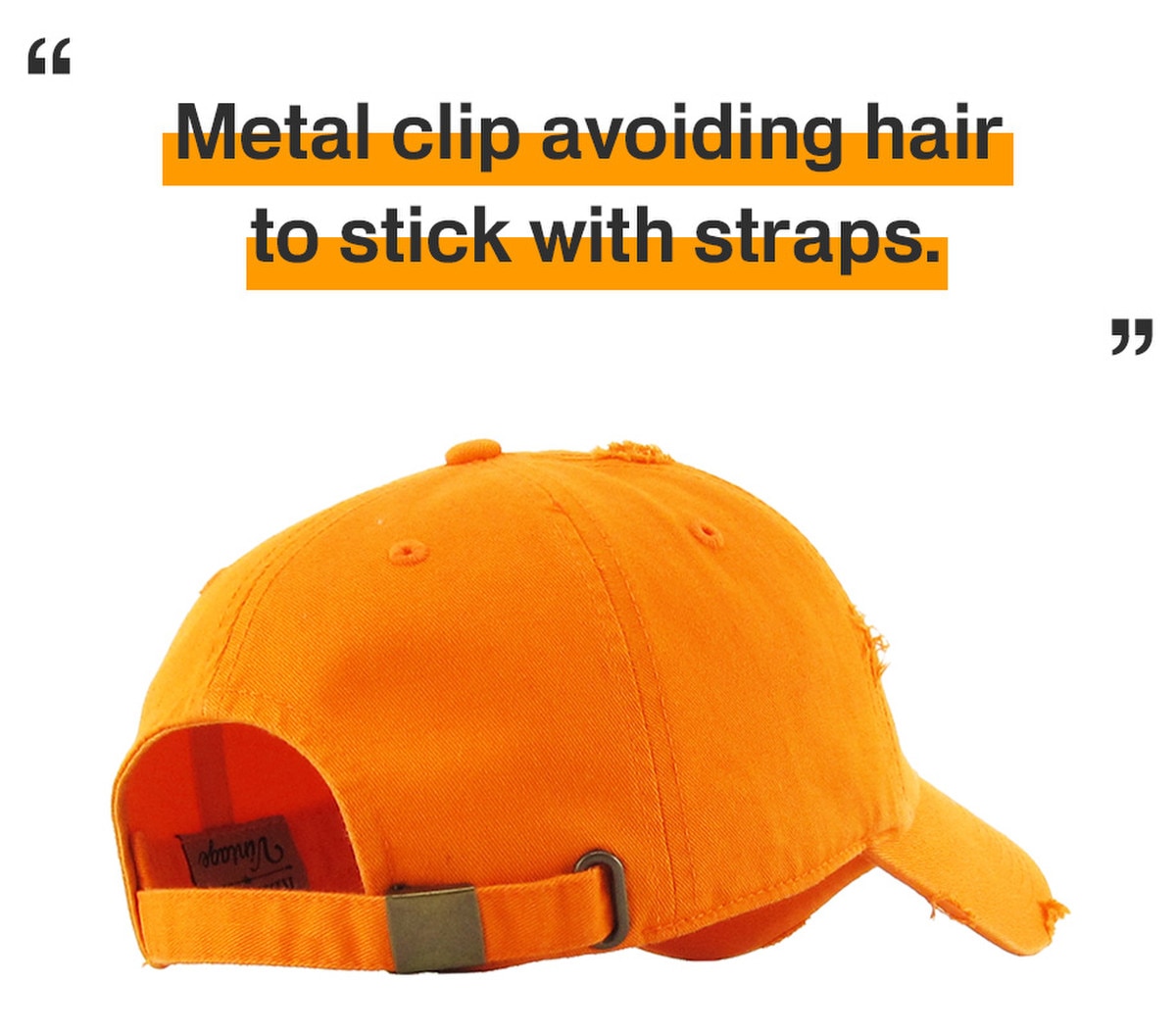Orange Distressed Vintage Baseball Cap Back Side View